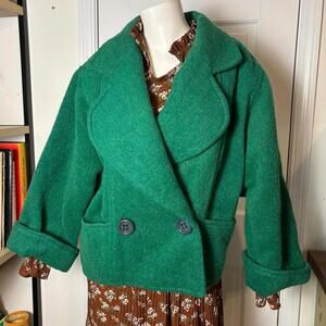 Vintage Bright Green Wool Oversized Coat